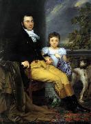 Joseph Denis Odevaere Portrait of a Prominent Gentleman with his Daughter and Hunting Dog Germany oil painting artist